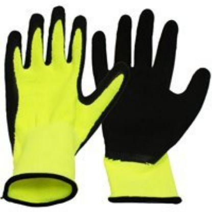 Picture of String-knit-glove Polyester High-vis Yellow Latex-dipped Black Ladies