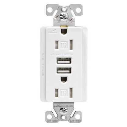 Picture of 2.1A White Duplex OUTLET/USB