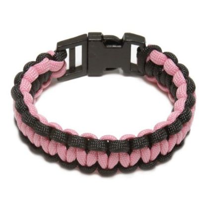 Picture of Parachute-Cord Survival Bracelet Pink/Black Medium