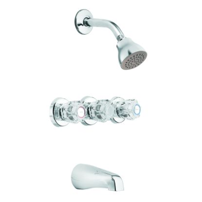 Picture of 3 Handle Tub-&-Shower Faucet Chrome Acrylic Handle