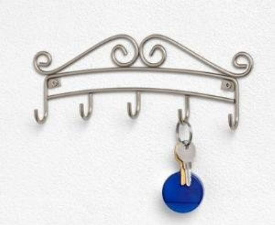 Picture of Scroll-Design Wall-Mount Key Rack- Satin-Nickel