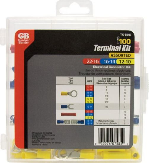 Picture of Wire-Terminal-Kit Assorted 22-16 6-14 2-10 100Pc