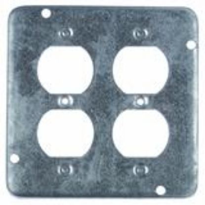 Picture of 4-11/16" Square Electrical-Box-Cover Raised 1/2" with 2 Duplex Receptacles