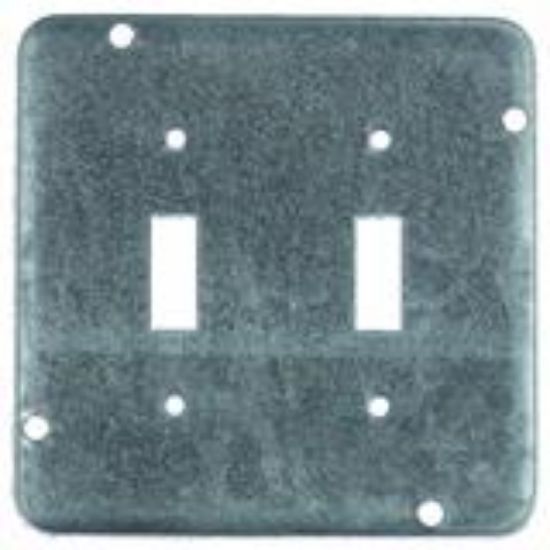Picture of 4-11/16" Square Electrical-Box-Cover Raised 1/2" with 2 Toggle
