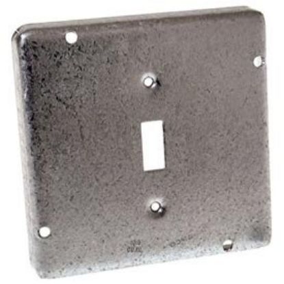 Picture of 4-11/16" Square Electrical-Box-Cover Steel 1/2" Rise Single Toggle