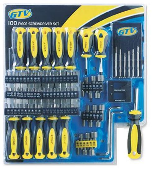 Picture of Drill-bit-set Screw-Driver 100 Piece Set Includes 60 Piece 1" Carbon-Steel