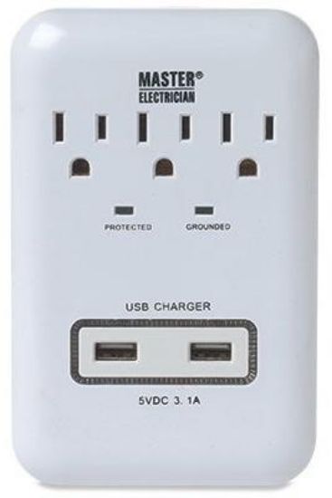 Picture of 2usb Power-Tap 900j Surge Suppression White