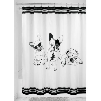 Picture of French Bulldog Fabric Shower-Curtain 72" X 72" - Black/white