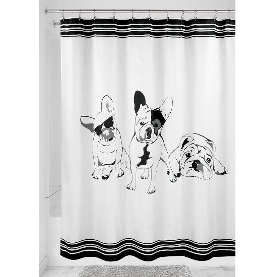 Picture of French Bulldog Fabric Shower-Curtain 72" X 72" - Black/white