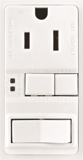 Picture of 15-Amp 125-Volt Auto Test Duplex Combination Electrical-Outlet Switch Double-Pole 3-Wire White