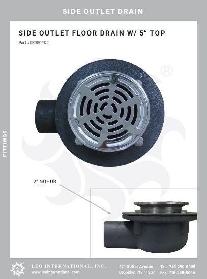 Picture of 2 No-hub Floor-drain Side Outlet 5 Chrome Top Round