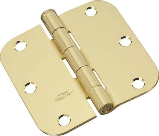 Picture of 4" Door-Hinge Loose Pin 5/8"-Radius Polished Brass