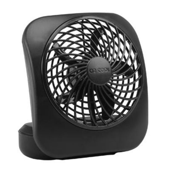 Picture of 5" Desktop Fan Black Uses 2 D Cell Batteries
