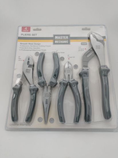 Picture of Cutting-Pliers Diagonal-Cutter Master Mechanic; 4 Piece; Pliers Set; Includes 10" Tongue & Groove Pl...