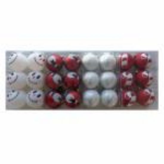 Picture of 6 Pack Decorated 3.15"/80 Mm Shatter-Proof Ornaments Assorted 3-Each Smiley Snowman Face Red With Sa...