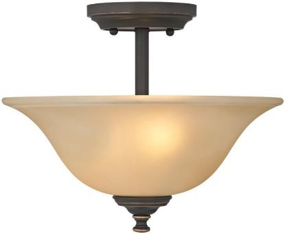 Picture of 2 Lamp Light-Fixture Semi-Flush-Mount Ceiling-Fixture Color Alabaster Venetian Bronze