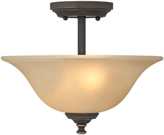 Picture of 2 Lamp Light-Fixture Semi-Flush-Mount Ceiling-Fixture Color Alabaster Venetian Bronze