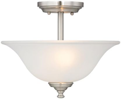 Picture of 2 Lamp Light-Fixture Semi-Flush-Mount Ceiling-Fixture Frosted-Glass Brushed-Nickel