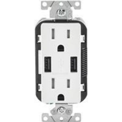 Picture of Electrical-Outlet Decora-Style 3.6a 5v White 2-port Usb Charging Outlet With 5-15r Tamper-Resistant ...