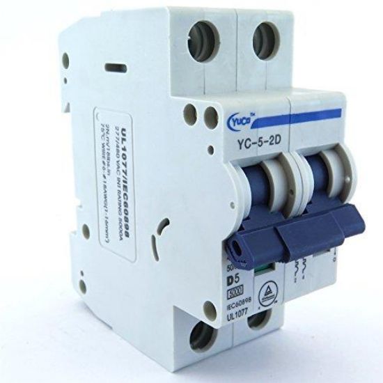 Picture of Circuit-Breaker Yuco Yc-5-2d Miniature Din Rail D Curve 277/480v 50/60hz 2-Pole (5 Amp