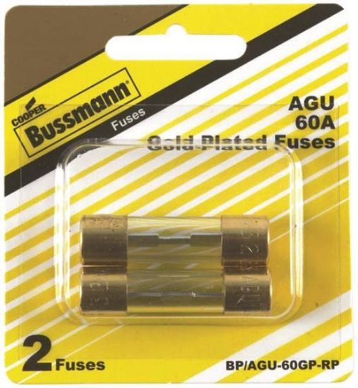 Picture of 60-Amp Agu Glass-Fuse Fast-Acting Gold Plated Caps