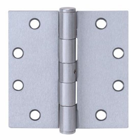 Picture of 4.5" X 4.5" Satin Stainless-Steel 32D-Finish Bearing Plain Square Cornered Door-Hinge With Removable...