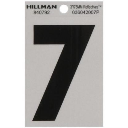 Picture of Self-Adhesive Number Mylar Black On White Reflective Square 3" 7