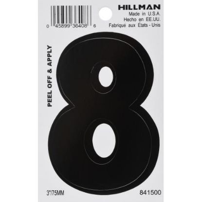 Picture of Self-Adhesive Number Vinyl Black Die-cut 3" 8
