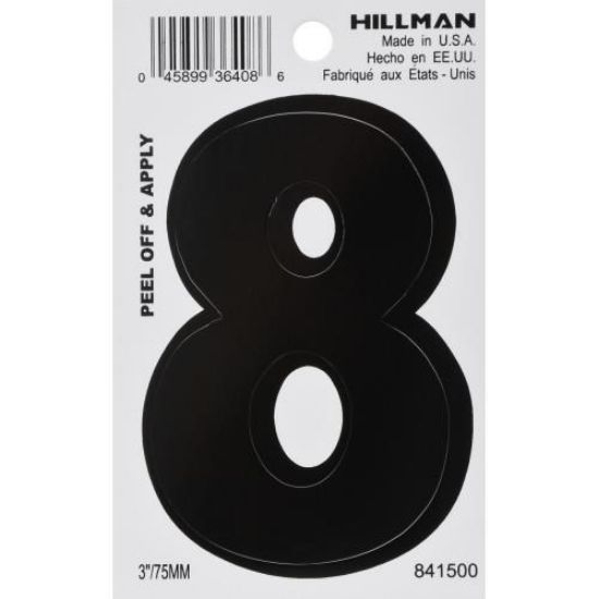 Picture of Self-Adhesive Number Vinyl Black Die-cut 3" 8