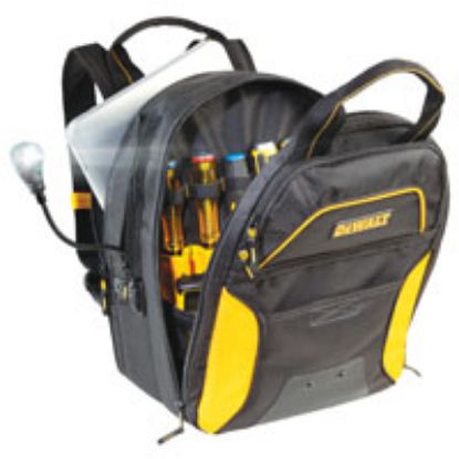 Picture of Tool Back-pack With Lighted Usb Charging 33-pocket Zipper Closure Polyester Black/yellow