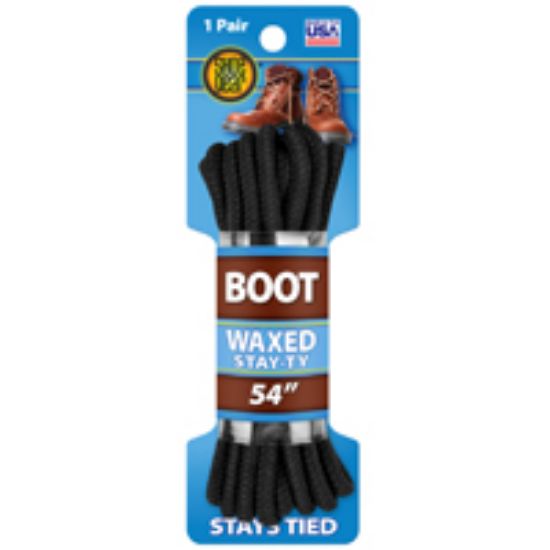 Picture of Waxed Boot Shoe-laces Black 54 Inch-long