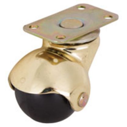 Picture of Ball Caster Plate Hooded Bright-brass 70 Lb Weight Capacity Polypropylene Wheel1-5/8"