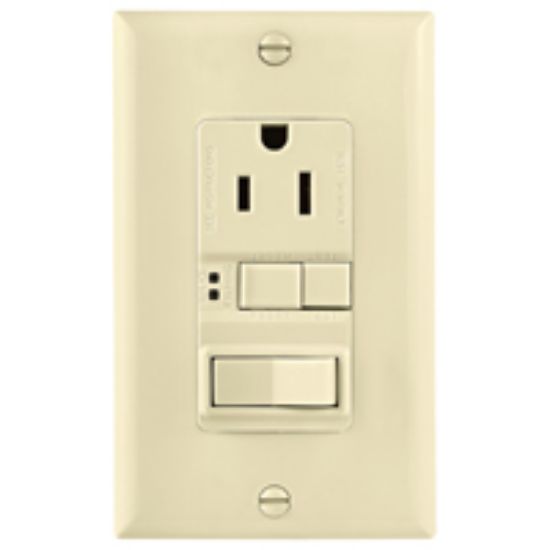 Picture of SGFS Series SGFS 15LA-M-L Duplex Receptacle/Switch Switch 125-Volt Receptacle 1800 W