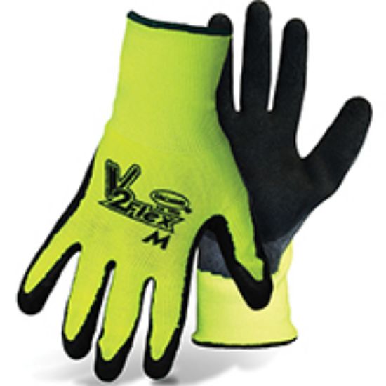 Picture of String-knit-glove Polyester High-vis Yellow Latex-dipped Black