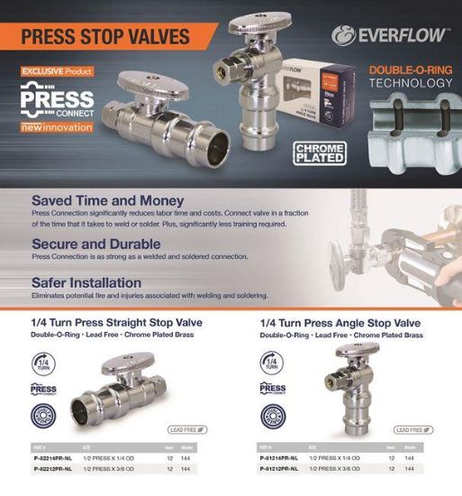 Picture of Copper Press-fit Supply-Stop Straight Brass Lead-free Chrome-plate P X Cmp 1/2" X 1/4"