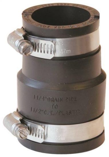Picture of Schedule-40 Rubber-fitting Coupling Flexible Steel/pvc/cast-iron 1-1/2" X 1-1/4"