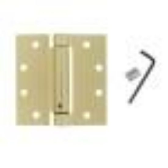 Picture of Spring-hinge Square-corner Polished-brass Us3 Template-pattern 4-1/2" X 4-1/2"