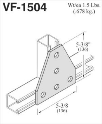 Picture of Strut-fitting Flat-plate Tee-gusset 5-hole 5-3/8" X 5-3/8"