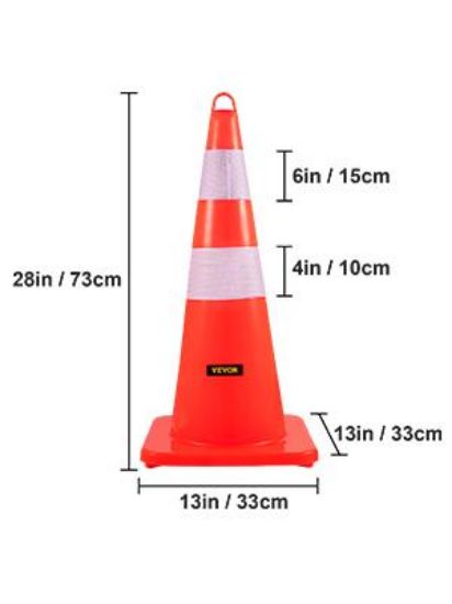 Picture of Traffic-cone Pvc Weighted Reflective-strips Orange 28"