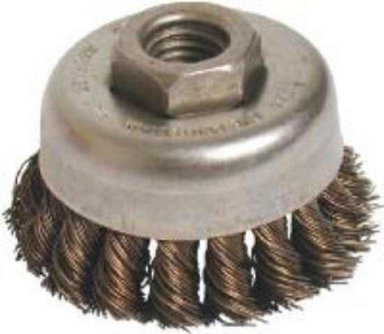 Picture of Wire-cup-brush Knotted-wire 0.020" Extra-coarse 5/8"-arbor 3"