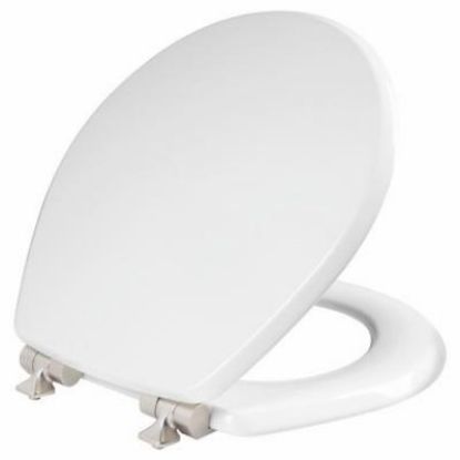 Picture of Toilet-Seat Round Wood Satin-nickel Hinge Slow-close White
