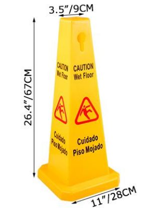 Picture of Floor-sign 4-sided-cone Yellow Wet Floor