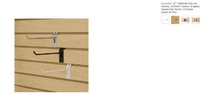 Picture of Econoco 12” Slatwall Deluxe Hooks, Slatwall Hooks, Display Hooks For Panel, Chrome (pack Of 96)