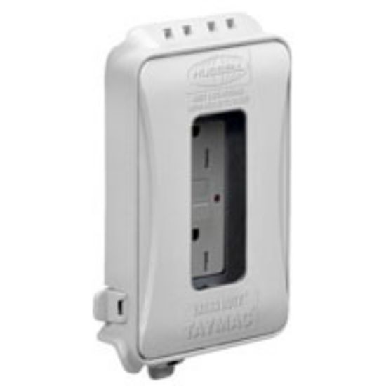 Picture of Expandable Weather-Proof Outlet-cover 6.14 In H X 4.04 In W X 1 - 3" D 2 Gang Polycarbonate White