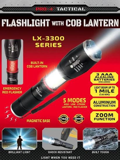 Picture of Flashlight Led Aluminum 200-lumens Aaa-batteries Slide-open Cob