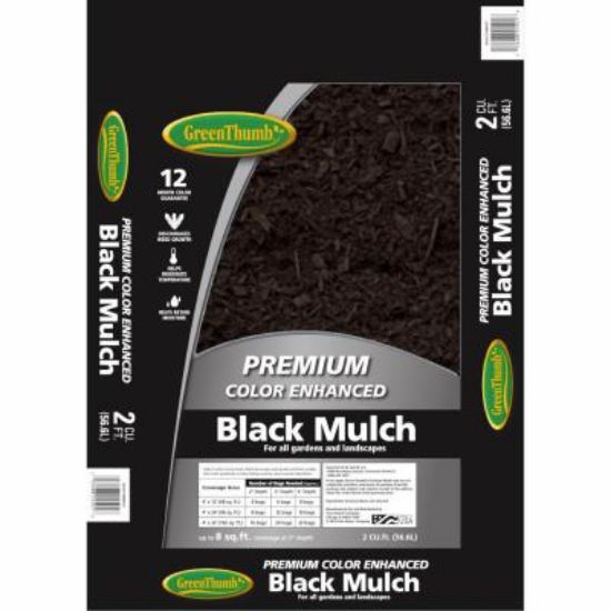 Picture of 2 Cuft Black Colored Mulch 12 Month Color Guarantee Bagged