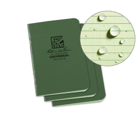 Picture of Notebook All-weather Staple Bound Green 3-1/4" X 4-1/2" Pack-3