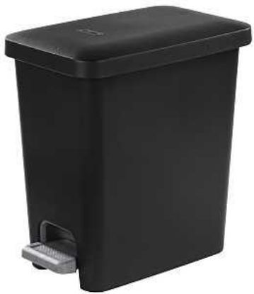 Picture of Waste-basket Rectangular Step-Open Plastic Black 2.7-gal