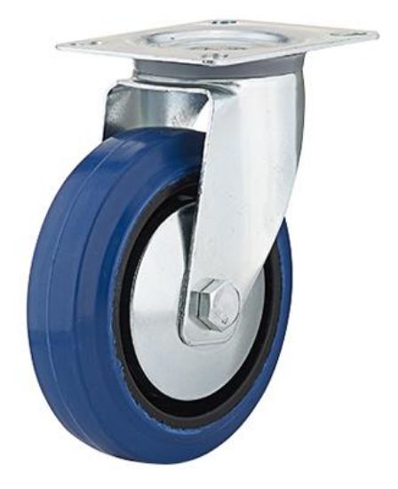 Picture of Plate-caster Swivel Rubber Blue 220-lb 5"