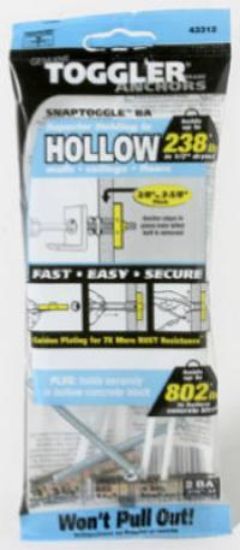 Picture of Bag Toggle-bolt & 3/16"-24 X 2-1/2" Combination Head Bolts